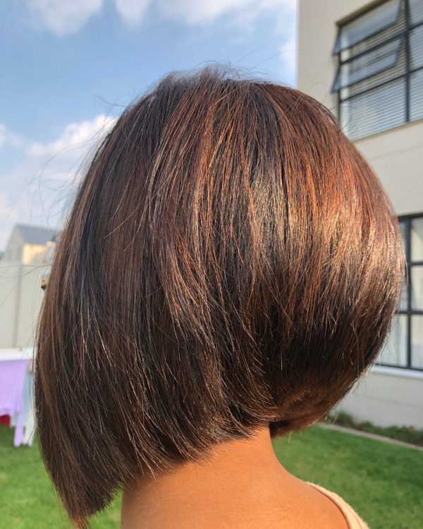 Brown Angled Bob Hair Cut