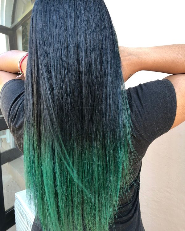 Green dipped hair colour