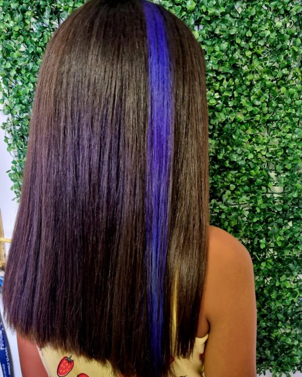 Purple streak in hair
